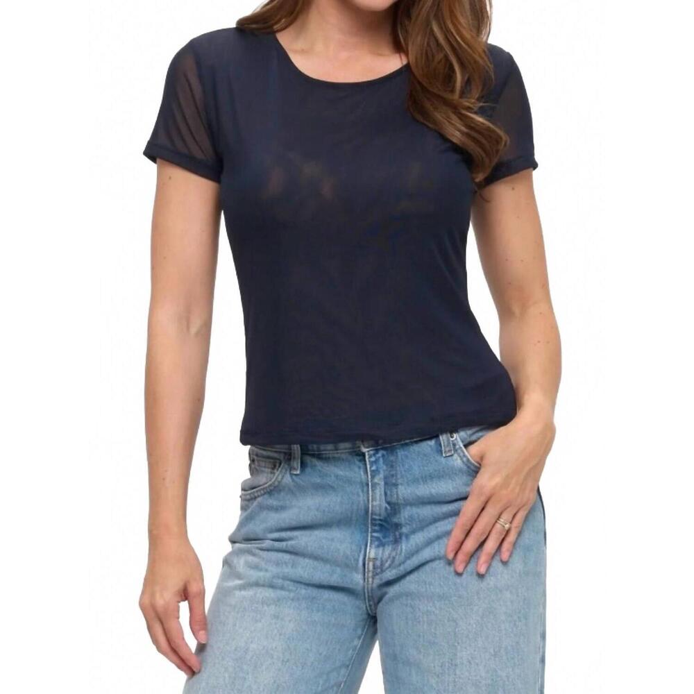 NEW ARIELLA short sleeve mesh tee in navy